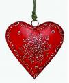 Coeur Gris, blanc, blanc-rouge, ou rouge, bombé et décoré d'arabesques, métal 