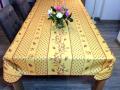 Nappe provençale Cigales olives beige, jaune ou bleu, rectangulaire, 100% polyester anti-taches