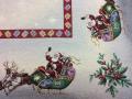 Nappe de Noël, Traineau de rennes dans ciel étoilé, centrée, rectangulaire, polycoton jacquard