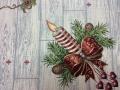 Nappe de Noël, Bougies et pommes de pin de Noël, centrée, effet lambris, rectangulaire 140x240 cm, polycoton jacquard