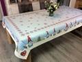 Nappe d'hiver, Lutins sur la neige, centrée, fond bleu ou beige, rectangulaire, polycoton jacquard