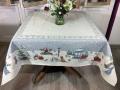 Nappe de Noël, Carrousel de Noël, sapins et chiens, centrée, carrée, polycoton jacquard