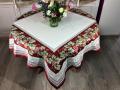 Nappe Vendange, raisins, rouge, carrée, 145x145 cm, polycoton jacquard