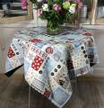 Nappe d'hiver, Patchwork Bonhommes de neige et moufles, carrée, polycoton jacquard