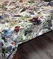 Nappe Renards, chouettes et oiseaux dans le bois, rectangulaire 140x250 cm, polycoton velours