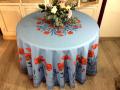 Nappe provençale Coquelicots centrée, écru ou bleu, ronde Ø230 cm, 100% coton 