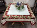 Nappe Vendange, raisins, rouge, carrée, 145x145 cm, polycoton jacquard