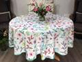 Nappe Frechy, florale multicolore , sur un fond blanc, ronde Ø180 cm, 100% polyester anti-taches