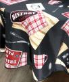 Nappe Bistrot, patchwork, noir, rouge, beige, ronde Ø 180 cm, 100% polyester anti-taches