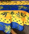 Nappe provençale Mimosa, lavande et citrons, bleu ou rouge, ronde Ø 160 cm, 100% polyester anti-taches
