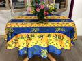 Nappe provençale Mimosa, lavande et citrons, bleu ou rouge, ronde Ø 160 cm, 100% polyester anti-taches
