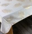 Nappe Sunny gold, feuilles dorées, arabesques, sur fond blanc, rectangulaire, 100% polyester anti-taches