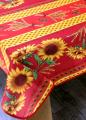Nappe provençale Tournesols, blé et olives, bleu ou rouge, rectangulaire, 100% polyester anti-taches