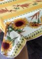 Nappe provençale Tournesols, blé et olives, bleu ou rouge, rectangulaire, 100% polyester anti-taches