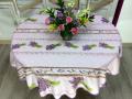 Nappe provençale Lavandou, bouquets de lavande, écru ou parme, ronde Ø160 cm , 100% polyester anti-taches
