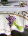 Nappe provençale Lavandou, bouquets de lavande, écru ou parme, ronde Ø160 cm , 100% polyester anti-taches