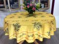 Nappe provençale, Olivou, jaune ou beige, ronde Ø160 cm,  polyester anti-taches