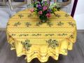 Nappe provençale, Olivou, jaune ou beige, ronde Ø160 cm,  polyester anti-taches