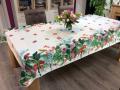  Nappe Tropical vintage, oiseaux, papillons, feuilles et fleurs multicolores, sur fond blanc, 100% polyester anti-taches