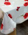  Nappe provençale Coquelicots et papillons rouges, sur un fond beige, rectangulaire, 100% polyester anti-taches