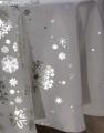 Nappe Constellation Noël, flocons argentés, blanc ou gris clair, ronde Ø180 cm, 100% polyester anti-taches