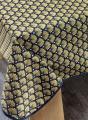 Nappe Artchic, paon stylisé, blanc, bleu, gris, vert ou doré, rectangulaire, 100% polyester anti-taches