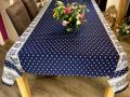 Nappe provençale Bastide, double bordure, bleu marine ou bleu ciel, vert ou turquoise, rectangulaire, 100% coton