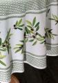 Nappe provençale Nyons, bouquets et couronne d'olives, centrée, vert ou bleu, ronde Ø 180 cm, 100% coton