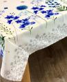 Nappe Fleurs d'ail, rose ou bleu, sur fond blanc, rectangulaire, 100% polyester anti-taches