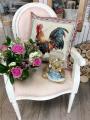 Housse de coussin, Coq Français, beige, rouge, bleu, carrée 45x45 cm, polycoton jacquard