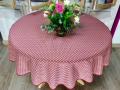 Nappe Éventails, rouge ou beige, ronde Ø160 cm, 100% polyester anti-taches