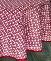 Nappe Éventails, rouge ou beige, ronde Ø160 cm, 100% polyester anti-taches
