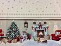 Nappe de Noël, Chatons près de la cheminée, centrée, rectangulaire, polycoton jacquard