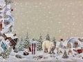 Nappe hivernale, Ours polaire à Noël, centrée, ovale 160x250 cm, polycoton jacquard