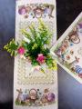 Chemin de Table, Lapins et oeufs de Pâques, centré sur fond beige, 40x100 cm, polycoton jacquard