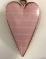 Coeur rouge ou gris ou rose, bombé, 7x11x1,5 cm, métal