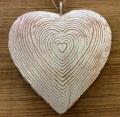 Coeur crème-doré, bombé, décoré de traits ou coeurs dorés, 9x9x1,5 cm, métal