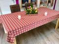 Nappe Ecossais carreaux et c�urs, rouge ou bleu, rectangulaire, polycoton jacquard r&eacute;versible