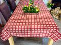 Nappe Ecossais carreaux et c�urs, rouge ou bleu, rectangulaire, polycoton jacquard r&eacute;versible