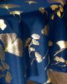 Nappe Feuilles de Ginkgo métalisées or, blanc, vert ou bleu marine, ronde Ø180 cm, 100% polyester anti-taches