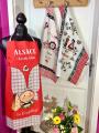 Tablier réglable Alsace, enfant alsacien, kougelhopf, carreaux, fond rouge, 70x80 cm, coton