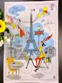 Torchon La Parisienne, fond blanc, rectangulaire 48x72 cm, 100% coton natté