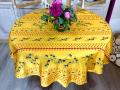 Nappe provençale, Rameaux d'olives, jaune, ronde Ø 160 cm, 100% polyester anti-taches