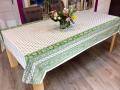 Nappe provençale Bastide, double bordure, bleu marine ou bleu ciel, vert ou turquoise, rectangulaire, 100% coton