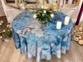 Nappe Venise, fleurs et arabesques vénitiens, sur fond bleu ou marron, ronde Ø 180 cm, 100% polyester anti-taches