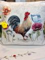 Housse de coussin, Coq, coquelicots, carrée 45x45 cm, polycoton jacquard