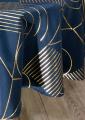 Nappe Traits géométriques dorés, sur fond bleu marine ou gris anthracite, ronde Ø180 cm, 100% polyester anti-taches