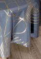 Nappe Traits géométriques dorés, sur fond bleu marine, gris anthracite ou blanc, ronde Ø180 cm, 100% polyester anti-taches