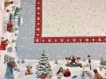 Nappe de Noël, Carrousel de Noël, sapins et chiens, centrée, gris ou rouge, rectangulaire, polycoton jacquard