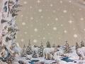 Nappe hivernale, Ours polaire à Noël, centrée, rectangulaire, polycoton jacquard